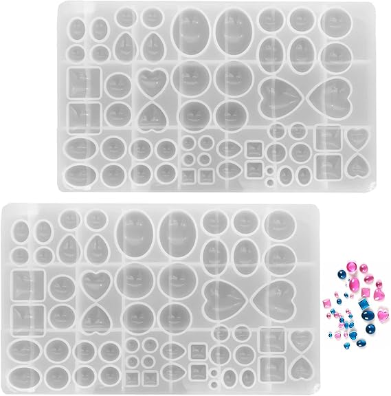 2 Pcs Gem Jewelry Casting Mold,Resin Jewelry Casting Molds for Making Earrings Jewelry Making Crafting Projects (Large)
