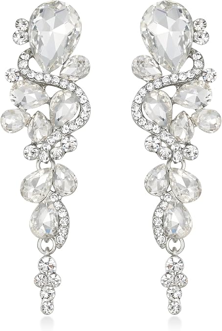 BriLove Women's Bohemian Boho Crystal Wedding Bridal Multiple Teardrop Chandelier Long Dangle Earrings