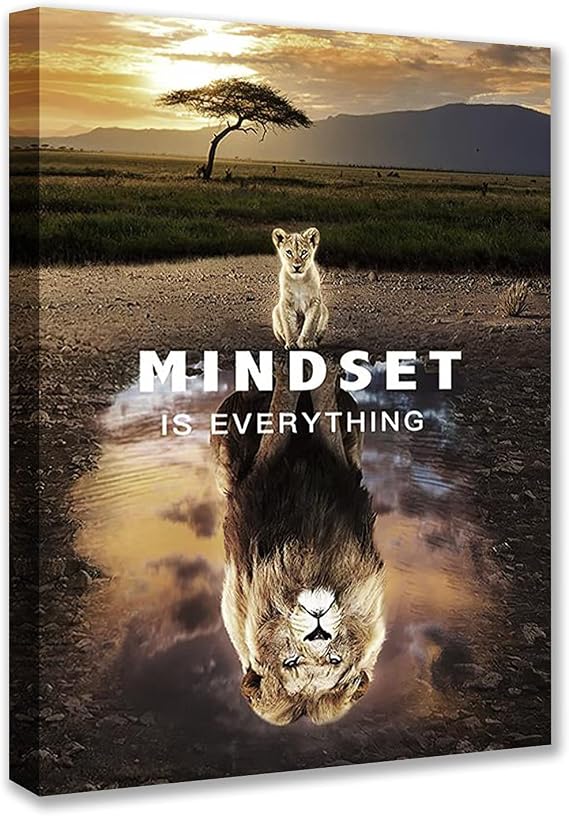 Motivation Posters Canvas Mindset is Everything Move Forward Wall Art Pictures Entrepreneur Print Artwork Painting for Office Framed Modern Canvas Wall Art 12''W x 16''H