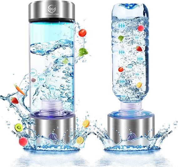 Hydrogen Water Bottle Generator 2300+PPB with SPE/PEM Technology, 15OZ Molecular Hydrogen Infusion Water Bottle, USB Rechargeable Certified H2 Generator for Health Care Mom Dad Gym Office - White