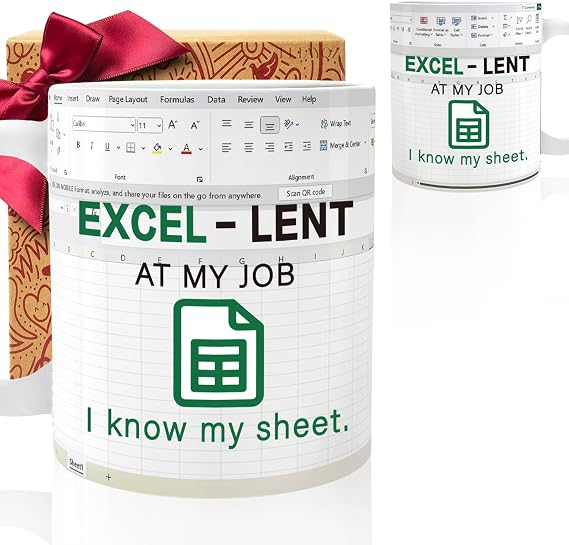 Novelty Excel Mug Gifts for Accountant Women Men, Excel-lent at My Job I Know My Sheet mug, Funny Spreadsheet Birthday Christmas Mugs Gift ideas for Accounting Boss Finance Banker CFO CPA Coworkers-46