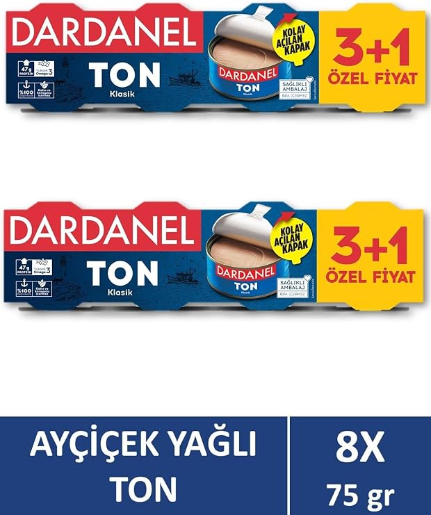 Dardanel Ayçiçek Yağlı Ton Balığı 4x75 gr x 2 Adet