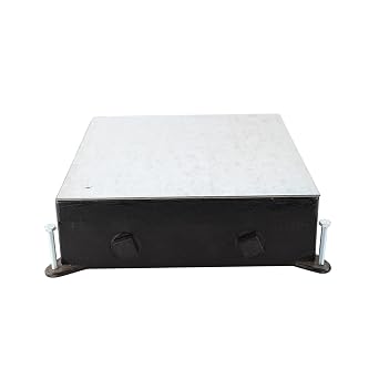 Hubbell Wiring Systems HBLCFB401CB Cast Iron 4-Gang Shallow Recessed Concrete Floor Box, 25.5 Cubic Inches Capacity, 10" Length x 10" Width x 3-1/8" Height