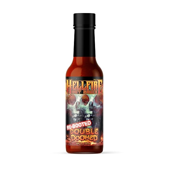 Hellfire Hot Sauce Double Doomed Rebooted- The Worlds Hottest Hot Sauce - Double Doomed spiked with double the amount of 6.66 million shu natural pepper extract as doomed!