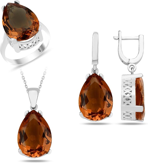Enchanting Color-Changing Teardrop Zultanite Stone Silver Jewelry Set: Unveiling the Alluring Magic of Shifting Hues
