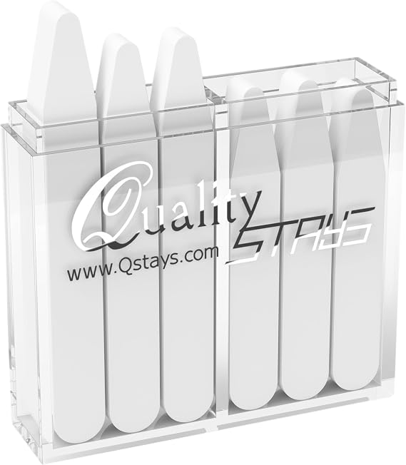 60 Plastic Collar Stays for Men's Dress Shirts with Storage Holder, 4 Assorted Sizes