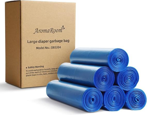 Aroma Room Diaper Pail Refills bag, Leak & Odors Proof Diaper Trash Bags for Newborn Diapers, 216 Count, 6 Rolls (Large Size 6.7"x13")