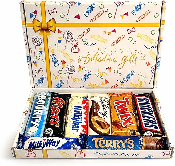 Chocolate Gift Box – Assorted Chocolate Bar Selection Hamper with 8 Full Size Bars, Letterbox Friendly Sweet Hamper, Birthday Chocolate for Men Women & Kids