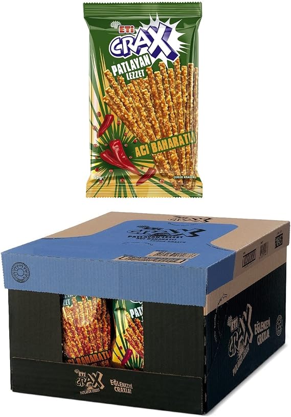 Eti Crax Patlayan Lezzet Acı Baharatlı Çubuk Kraker 50 g x 20 Adet (6 paketi)