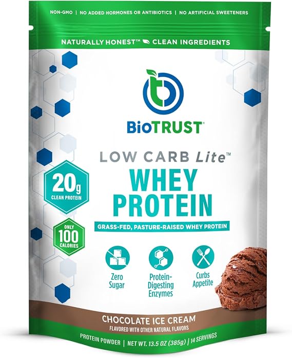 BioTrust Low Carb Lite Protein Powder - Whey Isolate, Chocolate Ice Cream