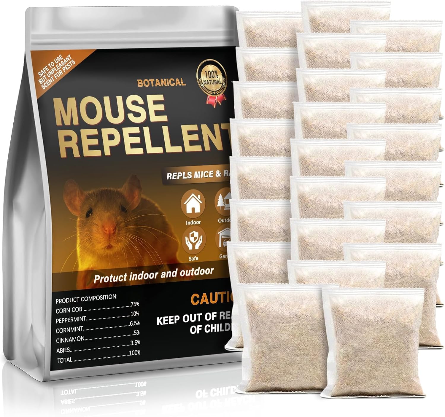 24 Pack Dark Master Mouse Repellent Pouches, Peppermint to Repel Mice and Rats,Agreeable Smell and Environmentally Friendly Rodent Repellent for House Indoor White-24