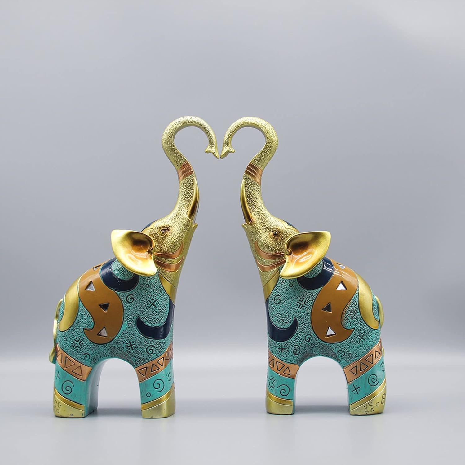 Good Luck Elephant Decor for Home, Small Elephant Figurines and Statues (2 Pcs Medium)