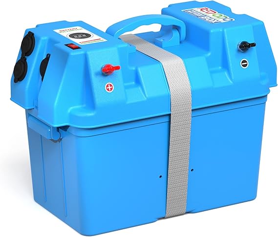 Redodo Smart Battery Box, Fits Group 31/27/24 Size Batteries, RV/Marine Battery Box with Multi Ports, Waterproof, Built-in Volt-Meter for Trolling Motor, Camping, Solar Panel, Boat