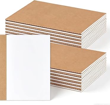 LABUK 24 Pack Blank Kraft Notebooks A5 Sketchbook Bulk Journals Drawing Pad Book Bulk for Kids Junk Journal, 60 Pages, 8.3 x 5.5 Inches