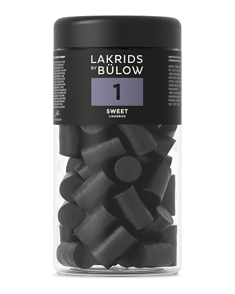 LAKRIDS BY BÜLOW - 1 - Sweet - 360 g - Vegan Gourmet Licorice from Denmark - Gluten Free & No Gelatin - Tin Made from 100% Recycled PET