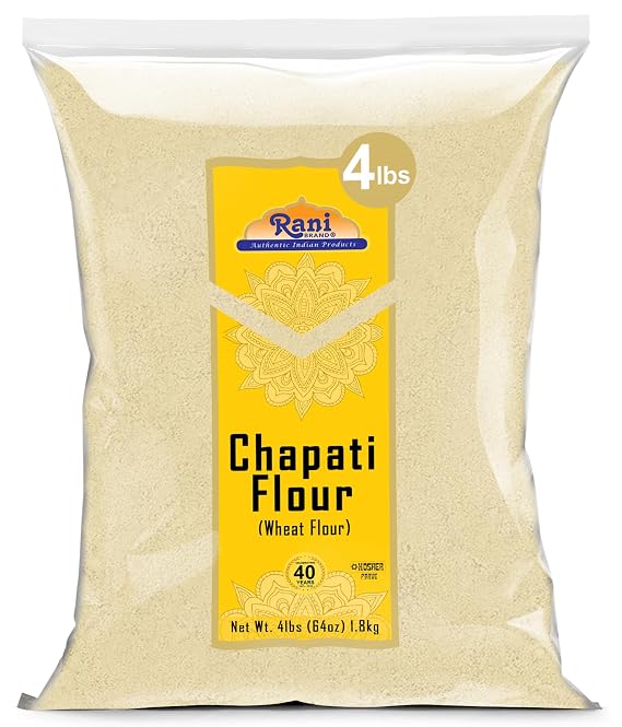 Rani Chapati Flour (100% Pure Whole Wheat Chakki Atta), For Making Roti & Indian Breads 64oz (4lbs) 1.81kg Bulk ~ All Natural | Vegan | No Salt or Colors | NON-GMO | Kosher | Indian Origin