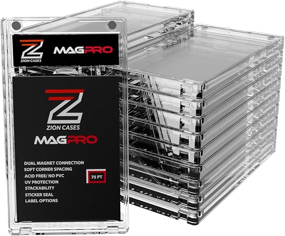 MagPro 75PT Magnetic Card Holder; Duel Magnet Card Case for Secure Holding Strength to Guard Against Unintentional Openings; Includes 20 Magnetic Trading Card Case; (20 Pack)