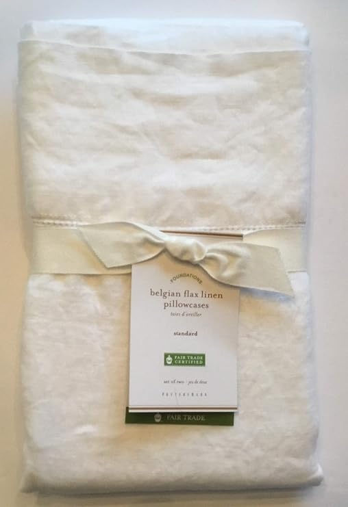 Pottery Barn Belgian Linen Flax Pillowcase Standard ~Set of Two~ White