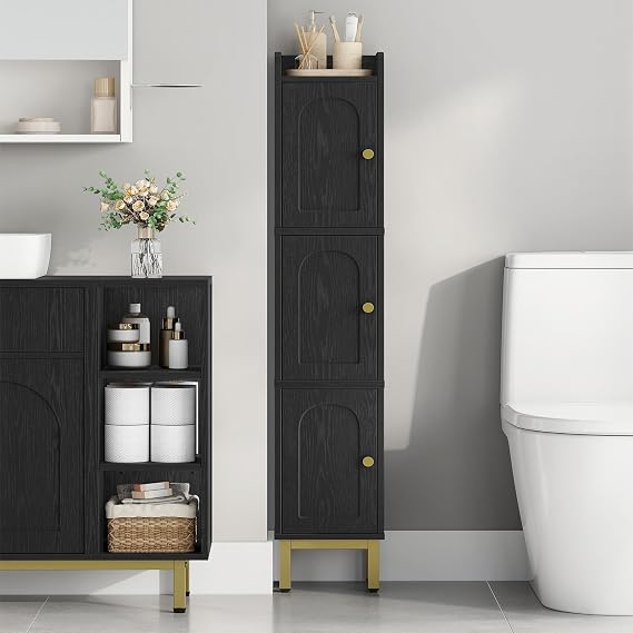 Hzuaneri Slim Bathroom Storage Cabinet, Narrow Bathroom Organizers,3 Doors