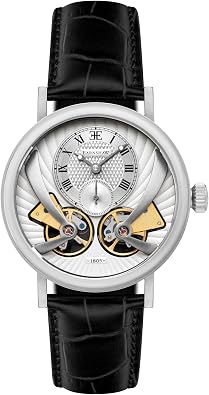 Thomas Earnshaw Beaufort Men's Watch Automatic Open-Heart Movement, 43mm Stainless Steel Case, Leather Strap, Water Resistant 50m, ES-8059