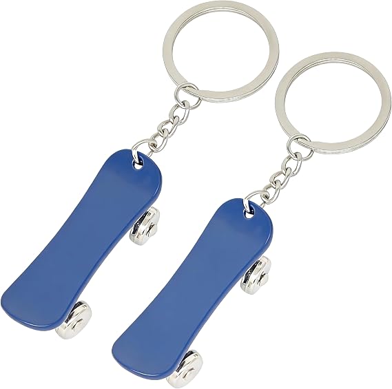 2PCS Skateboard Keychain Bag Charms Metal Cute Sports Skateboarding Souvenir Key Chain Ring Gifts for Handbag Purse