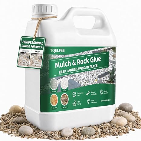 Rock Glue for Landscaping 2L/0.52Gal,Rock Glue,Fast-Dry Strong Pea Gravel Stabilizer Landscape Bond Lock Rubber Mulch Anchor Lock Stabilizer Safe for Cypress,Lawn,Garden,Landscape Edging