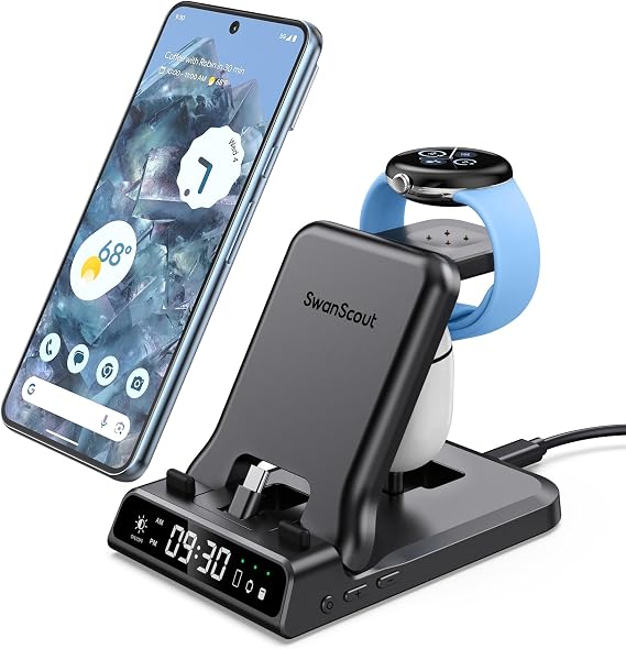25W Fast USB C Charging Station for Pixel 11/Pro/Pro XL/ & Google Watch 3/2