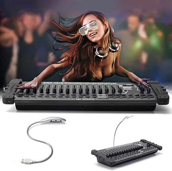 DMX512 Light Controller, DMX 384B Console, 384 Channels, 240 Scenes, DJ Domination Platform Stage Lighting Console, for School Concerts Party Disco KTV Club