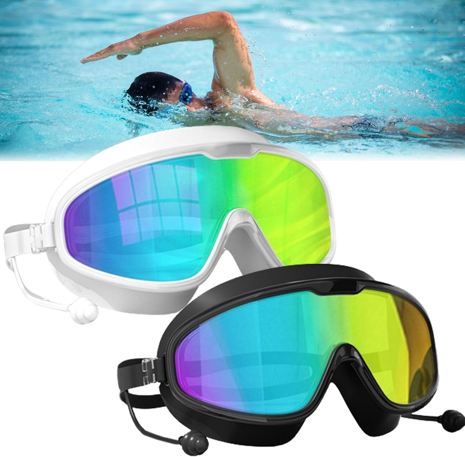 LONGLUAN No Leak Swim Goggles, Consulbefor Goggles, Mynheir Goggles, No Leaking Swim Glasses for Men Women Youth