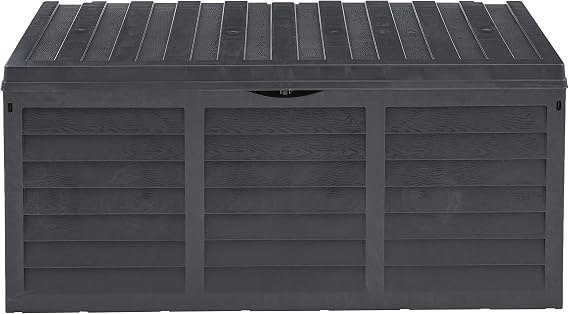 Serinova BSA1 Garden Storage Crate, 320 Lt Wood Pattern Anthracite with Wheels