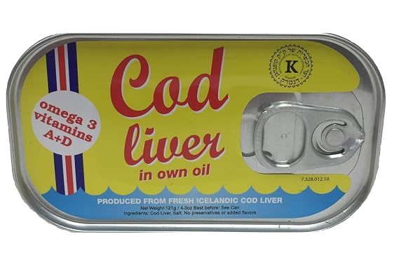 Threeline Icelandic Natural Cod Liver in Own Oil 121g / 4.3 Oz (5)