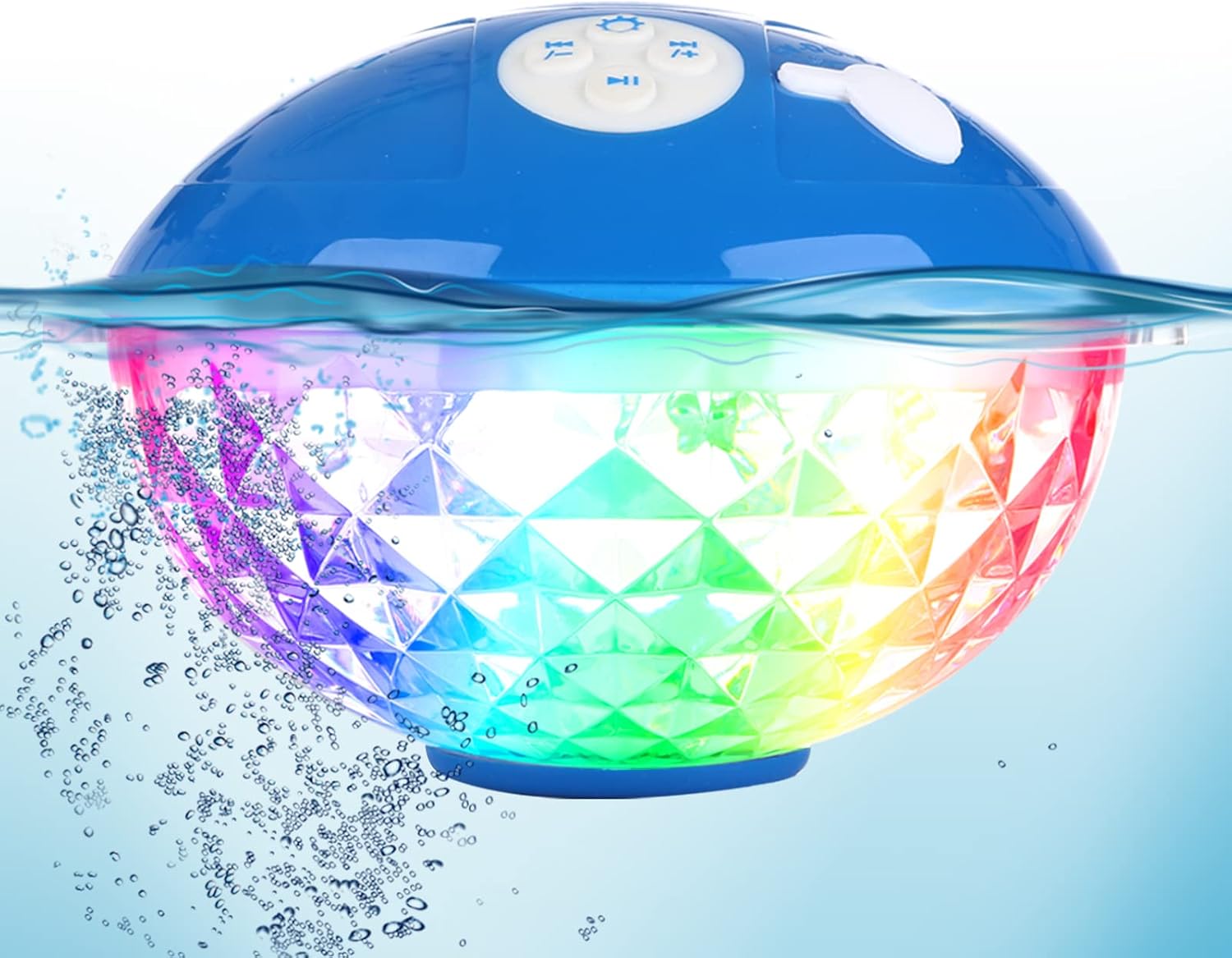 KingSom Pool Bluetooth Speakers with LED Lights,IPX7 Waterproof Floating Speaker,Stereo Sound,Built-in Mic,Wireless Shower Speaker for Hot Tub,Kayaking,Outdoor Travel,Picnic Updated