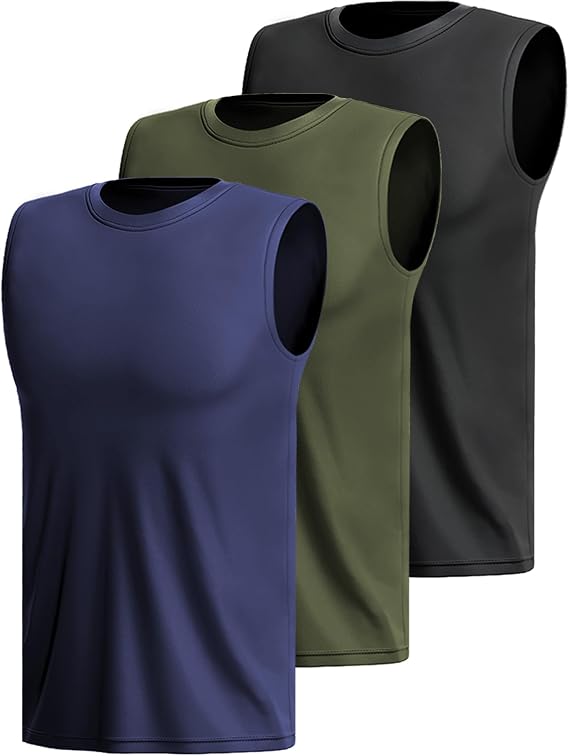 Men’s Sports Vests Sleeveless Shirt Fitness Underarm Shirt Quick-Drying Muscle Shirt Breathable Running Shirt Functional Gym Shirt Multipack Pack of 3/5