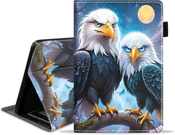 Case for Amazon Kindle Fire 7 Tablet (7 Inch, 9th/7th Generation, 2019/2017 Release), Premium PU Leather Stand Cover with Auto Wake/Sleep - Bald Eagle