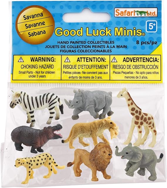Safari Ltd. Savanna Fun Pack - 8 Mini Animal Figurines Toy Set for Kids