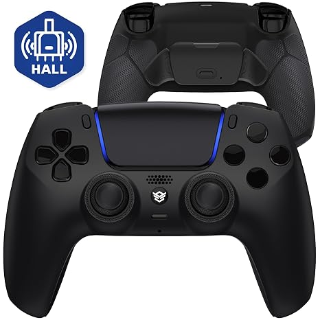 HEXGAMING RIVAL Wireless Controller Compatible with ps5, Black | Hall Effect Joysticks, Mouse-Click Triggers & Bumpers, 2 Remappable Back Buttons, 8 Swappable Sticks, FPS Gaming