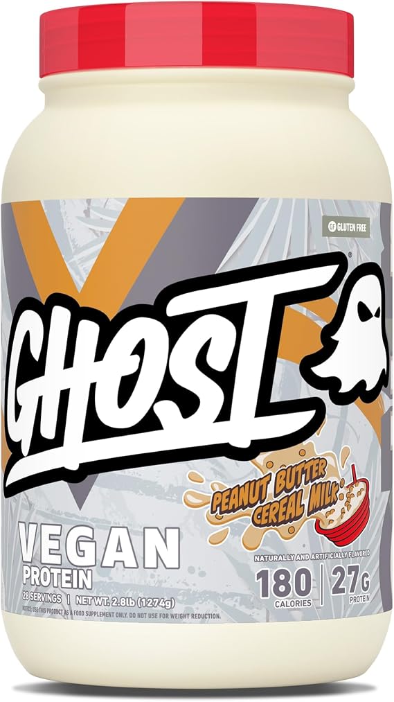 GHOST Vegan Protein Powder, Peanut Butter Cereal Milk - 27G Protein