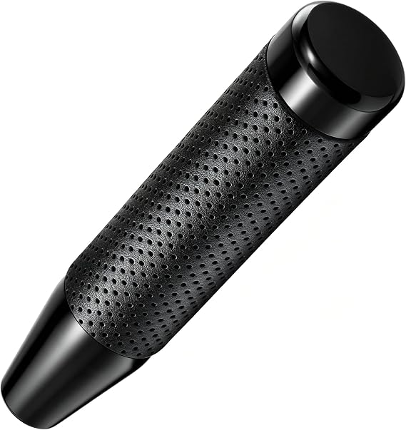 Lunsom 7" Gear Shifter Knob Aluminum Alloy Leather Shift Stick Handle Head Fit Most Auto Manual Transmission Car (Black)