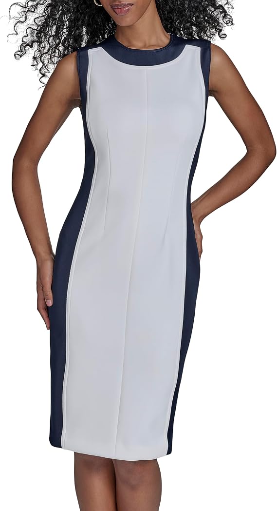 Calvin Klein Women's Sleeveless Crepe Knee Length Sheath Dress