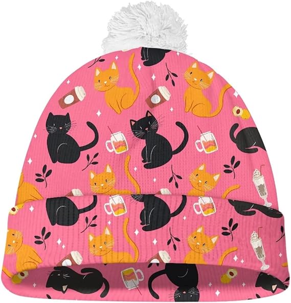 Winter Hats for Girls Warm Fleece Lined Beanie with Pom Pom Knit Thick Ski Cap
