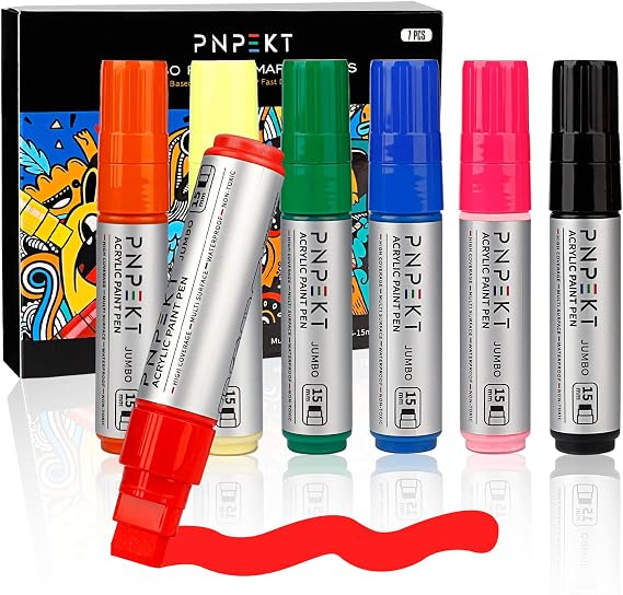 Jumbo Acrylic Paint Markers,15mm Felt Tip Jumbo Colored Markers Water Based Paint Pens For Wood, Rock,Plastic and Almost All Solid Surfaces,Marker Pen