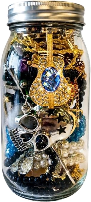 45-50 PCS Mystery Jewelry Jar, Surprise Vintage Jewelry Set for Women, Including Necklace/Earrings/Rings/Bracelet/Keychain/Hair Clip - Unique festival gifts
