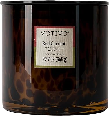Votivo Red Currant Tortoise Scented Candle | 22.7 oz Soy Wax Blend | Decorative Home Decor Tortoise Shell Pattern | 100 Hour Burn Time