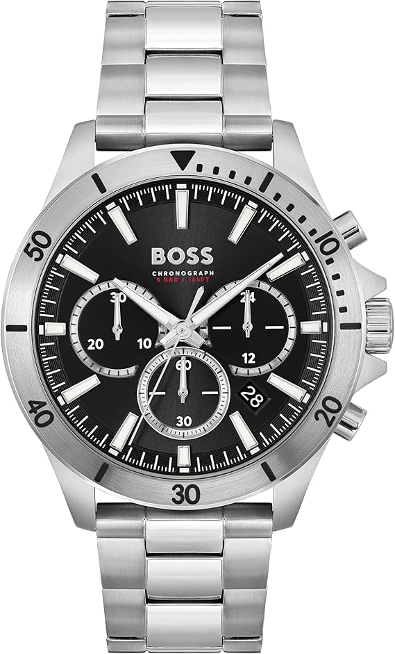 BOSS Chronograph Quartz Watch for Men Collection Troper with Leather or Stainless Steel Strap