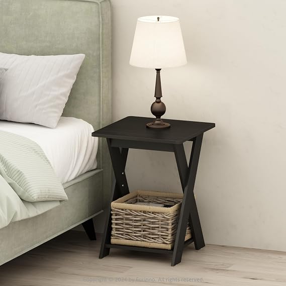 Furinno TIDUR 2-Tier Oval Night Stand with Open Shelf, Espresso