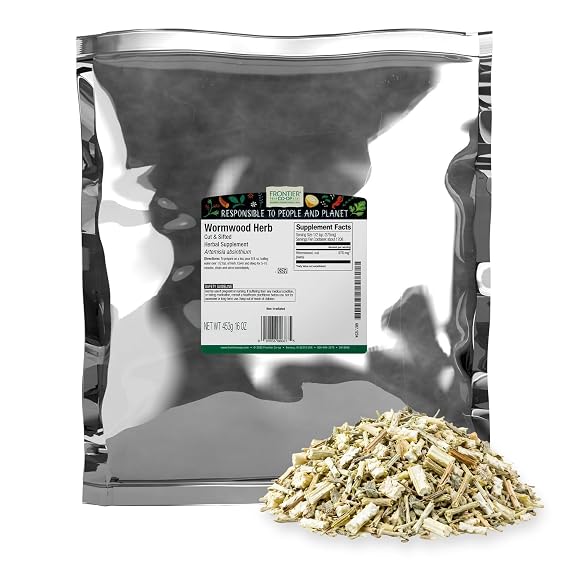 Frontier Co-op Wormwood Herb Bulk Bag, Cut & Sifted, Wormwood Tea and Herbal Uses, Kosher | 16 Ounce (Pack of 1)