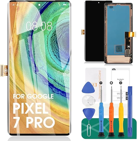 OLED for Google Pixel 7 Pro 5G LCD Screen Replacement for Google Pixel 7 Pro LCD Display for Google Pixel 7 Pro GP4BC GE2AE Touch Screen Digitizer Assembly Repair KIits(with Frame,Black)