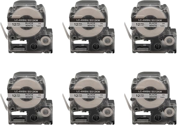 30 Pack Replace -4WBN LC-4WBN9(SS12KW) Label Tapes for LabelWorks LW300 LW400 LW500 LW700 Black on White