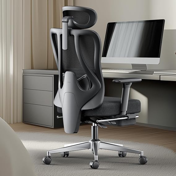 Hbada P3 Pro Office Chair with 2D Adjustable Lumbar Support, Ergonomic Office Chair with 3D Adjustable Headrest and Armrest, 135 Stepless Tilt Function, Three-Layer Mesh, Black(with Footrest)