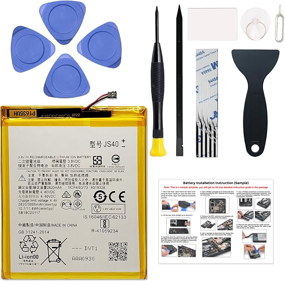 New JS40 Battery Replacement for Moto Z3 Play, with Instruction Manual & Repair Toolkit